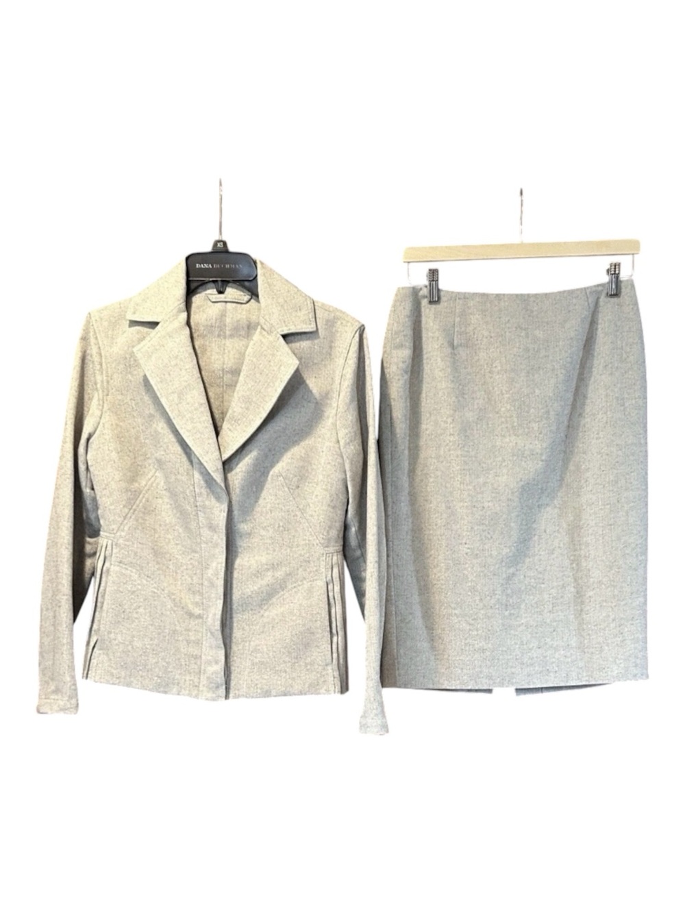 Charles Chang-Lima Women’s Size 8‎ Beige 2 Piece Skirt Suit Jacket Set Pleated